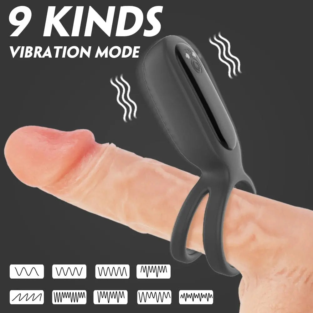 High elasticity double ring vibrating penis ring - black dark green Sweetstoy