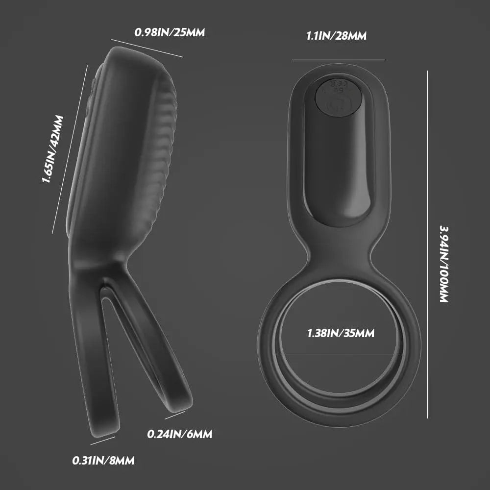 High elasticity double ring vibrating penis ring - black dark green Sweetstoy