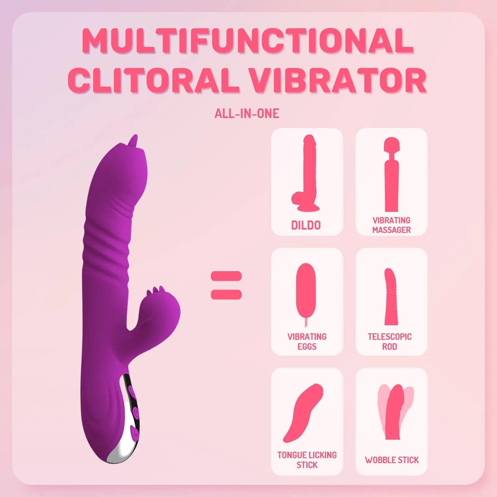 Thrusting rocking vibrating heated tongue licking masturbation stick Sweetstoy
