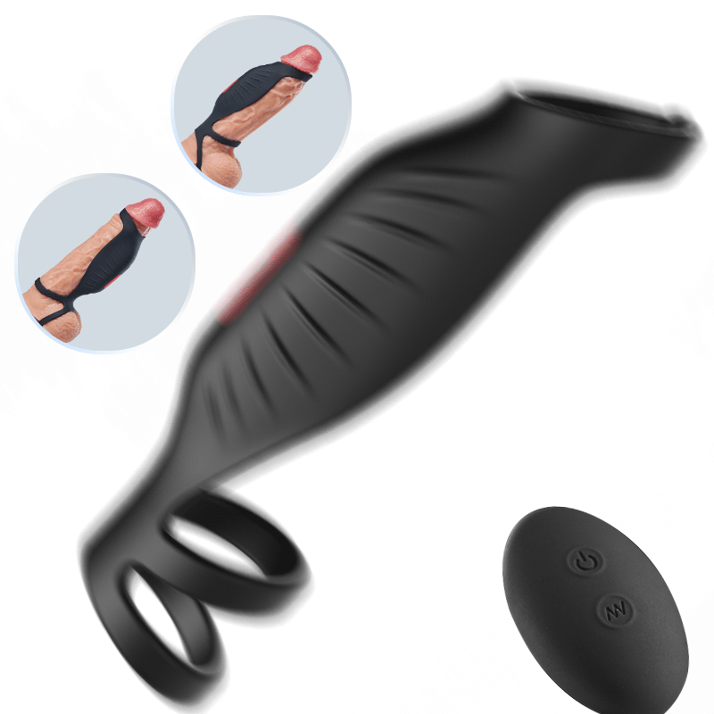 9 Vibrating Cock Ring and Penis Sleeve 2 IN 1 Male Vibrator for Couples Sweetstoy