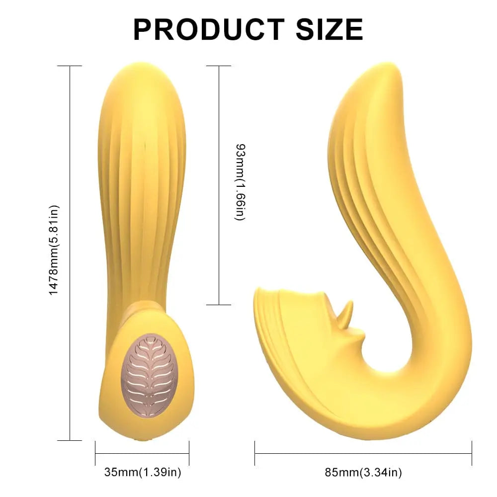 2 in 1 clitoral tongue dildo vaginal G-spot vibrator, 9 modes - banana yellow, burgundy, black Sweetstoy