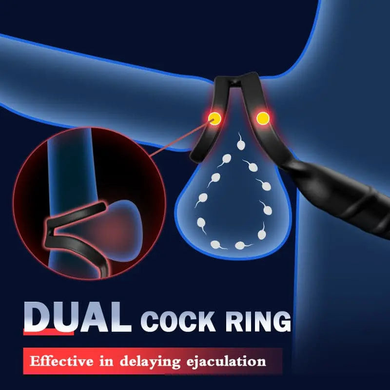 8 Thrusting 8 Vibration double Cock Ring Anal Vibrator——2 in1 Sweetstoy