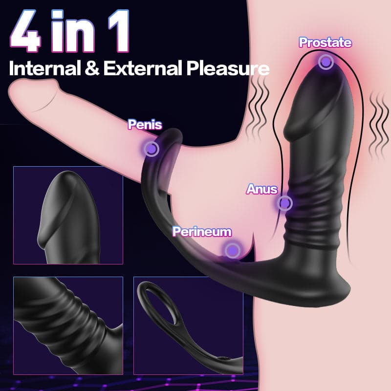 Vibrating Prostate Massager With Penis Ring —— Triple Stimulation