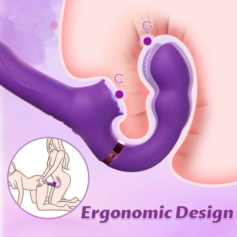 Loria for Couples 10 Tapping & Vibrating G-spot Clit Stimulator Strapless Double-ended Remote Control Dildo Sweetstoy