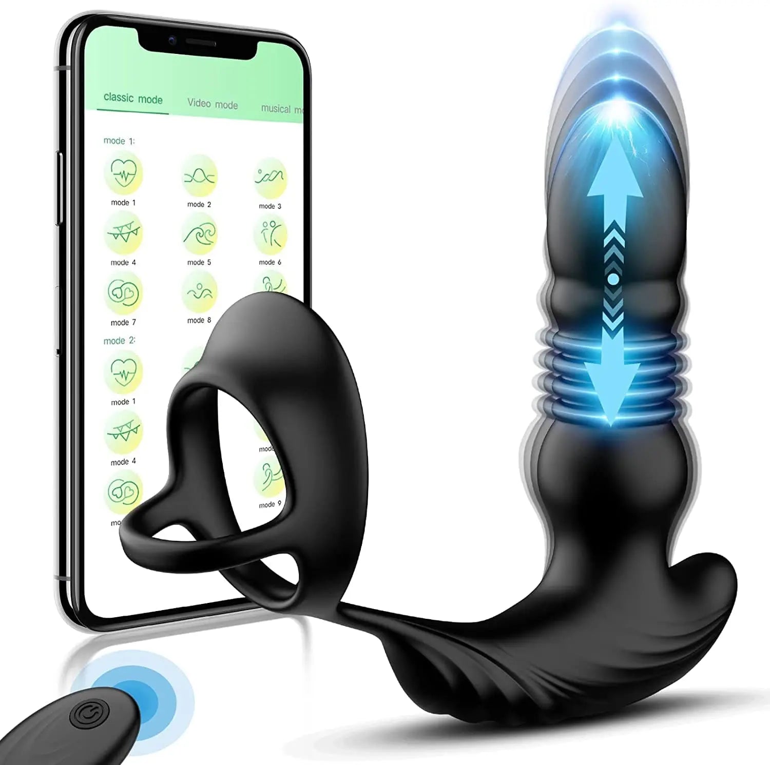 9 insertion and vibration modes prostate massager with cock ring, app and remote control anal sex toy Sweetstoy