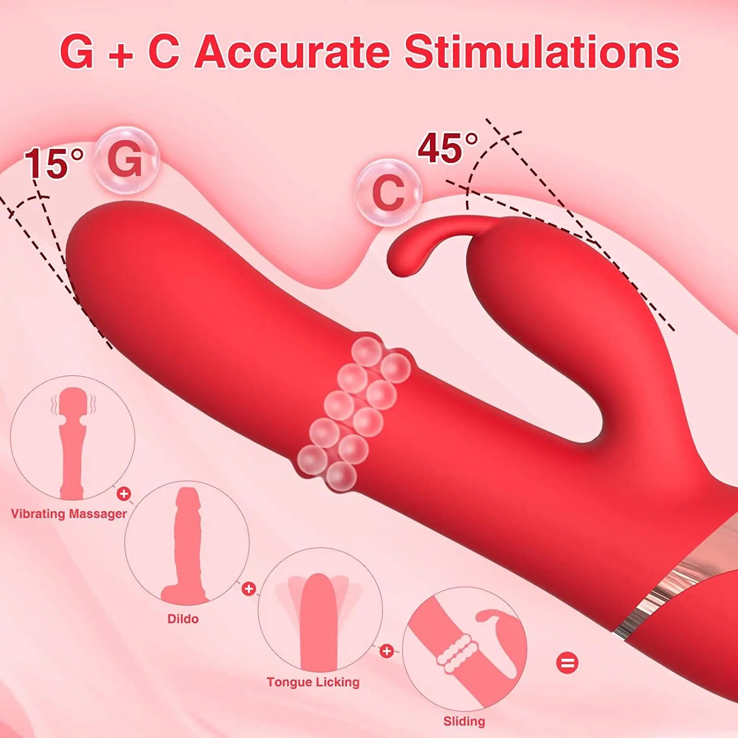 Rabbit 24 Beaded Clitoral Stimulator Anal Thrusting Dildo G-Spot Vibrator Sohimi
