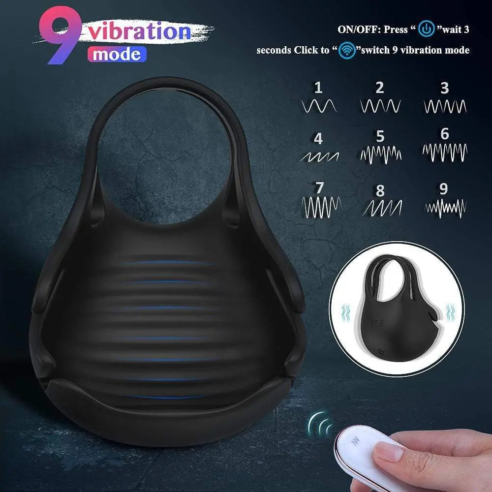 9 Speed Vibrating Penis Ring With Testicles ——1.29 Inch Sweetstoy