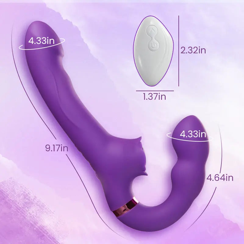 Loria for Couples 10 Tapping & Vibrating G-spot Clit Stimulator Strapless Double-ended Remote Control Dildo Sweetstoy