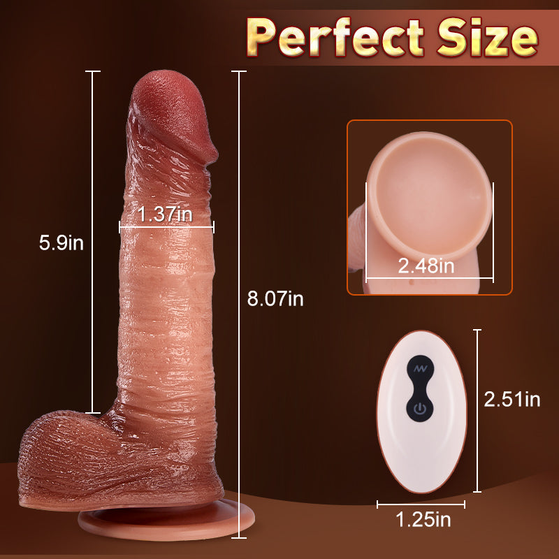 Snapping & Jerking Lifelike Remote Dildo with Suction Cup 8.07 inch