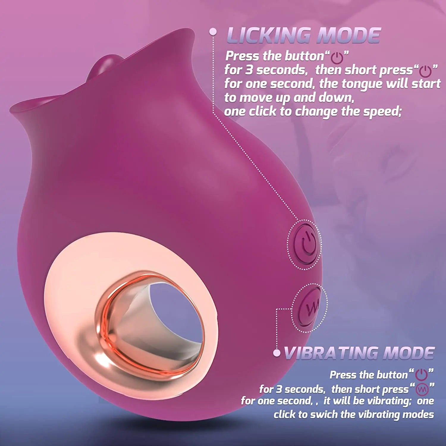 Adult Toys Rose Clitoral Vibrator, Tongue Licking Toy Vibrator with 9 Modes Sweetstoy