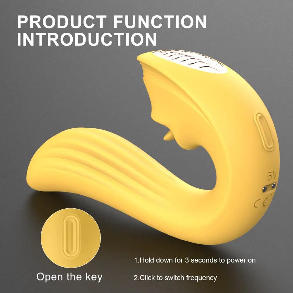 2 in 1 clitoral tongue dildo vaginal G-spot vibrator, 9 modes - banana yellow, burgundy, black Sweetstoy