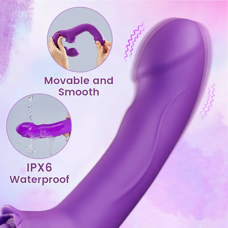 Loria for Couples 10 Tapping & Vibrating G-spot Clit Stimulator Strapless Double-ended Remote Control Dildo Sweetstoy