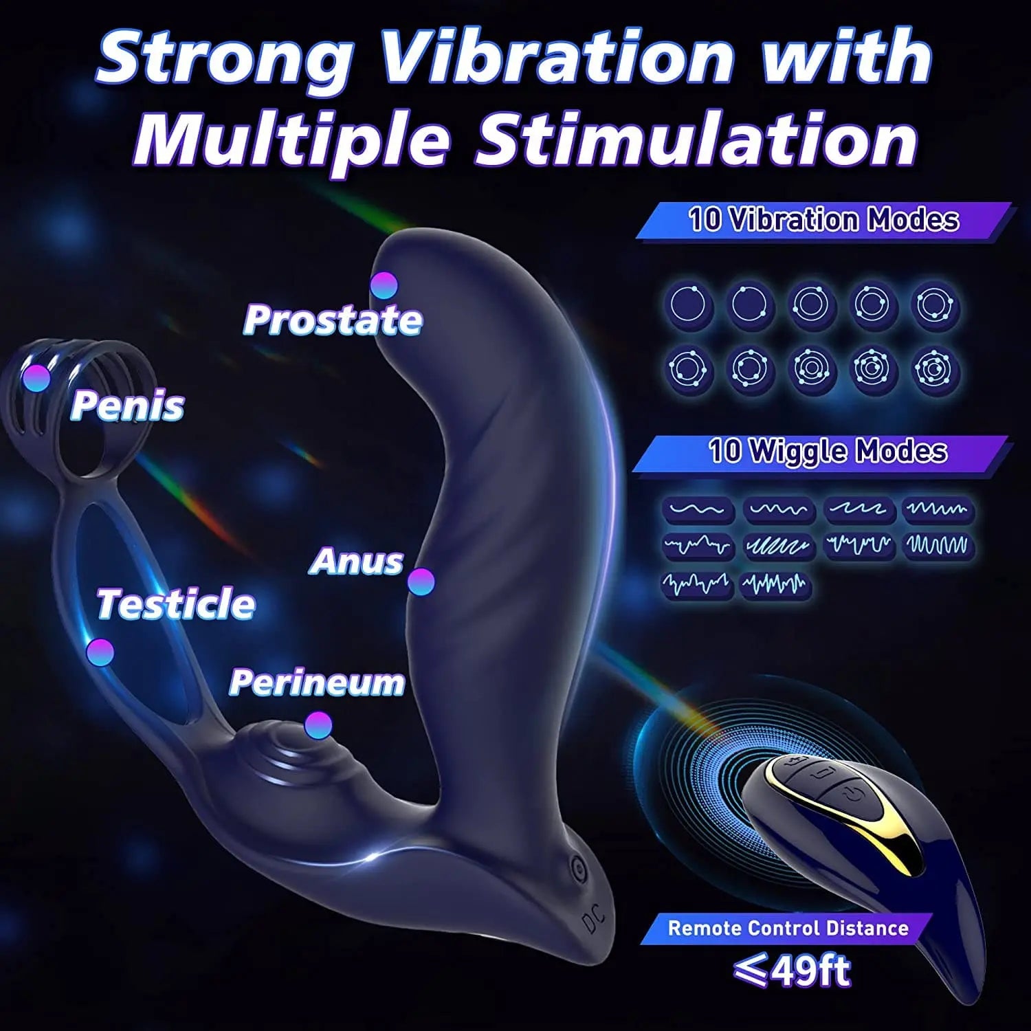 3 in 1 Vibrating Butt Plug Anal Vibrator with Dual Penis Rings Sweetstoy