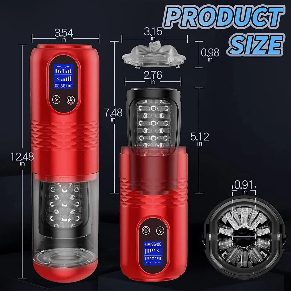 10 Vibration & 6 Thrusting Modes Retractable LCD Masturbator-Remote Control Sweetstoy