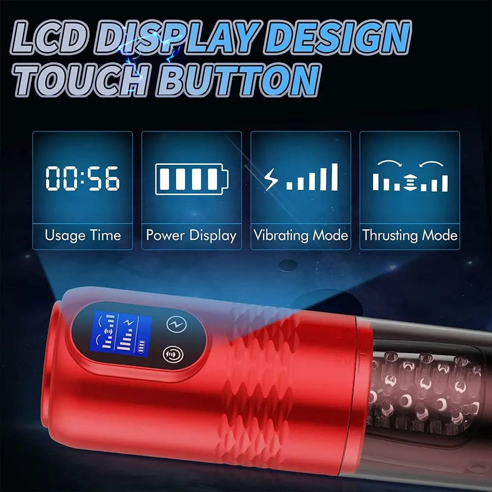 10 Vibration & 6 Thrusting Modes Retractable LCD Masturbator-Remote Control Sweetstoy