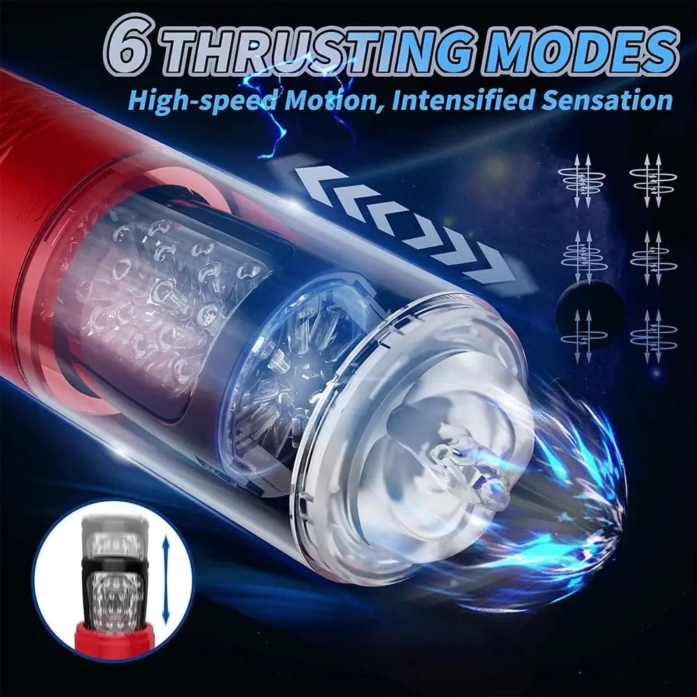 10 Vibration & 6 Thrusting Modes Retractable LCD Masturbator-Remote Control Sweetstoy