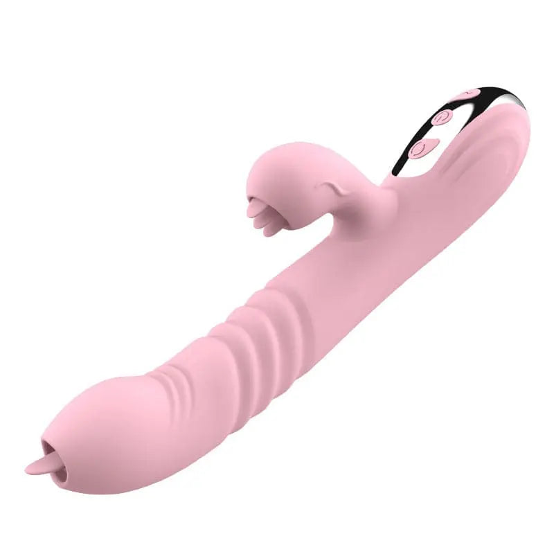 Thrusting rocking vibrating heated tongue licking masturbation stick Sweetstoy