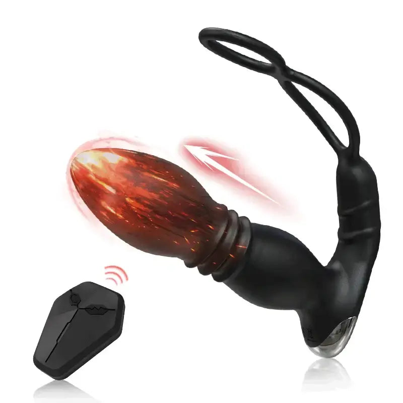 8 Thrusting 8 Vibration double Cock Ring Anal Vibrator——2 in1 Sweetstoy