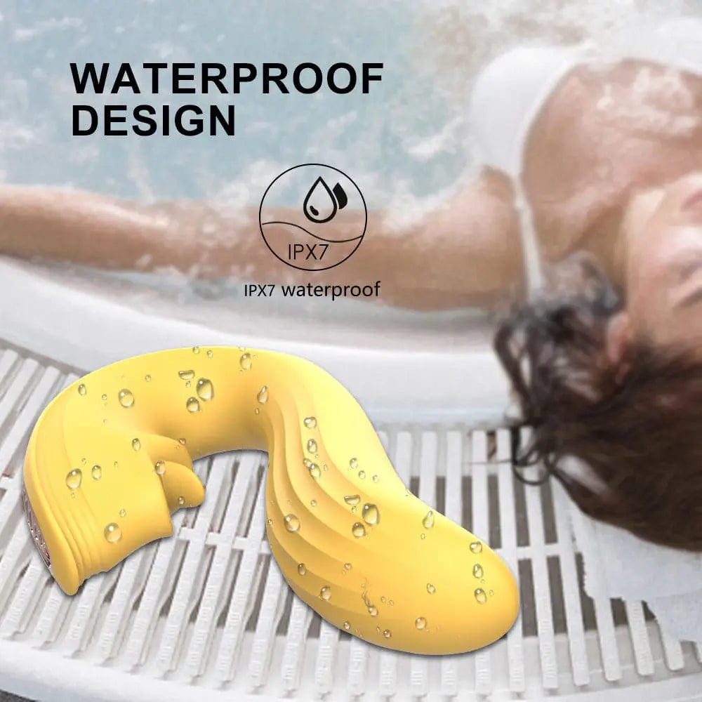 2 in 1 clitoral tongue dildo vaginal G-spot vibrator, 9 modes - banana yellow, burgundy, black Sweetstoy