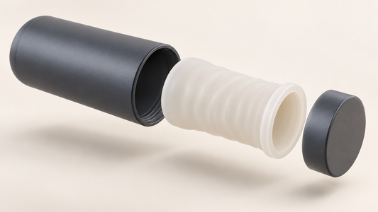 Illustrative exploded view of a generic case, sleeve and cap