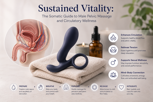 Illustration for a guide to male pelvic massage and body awareness