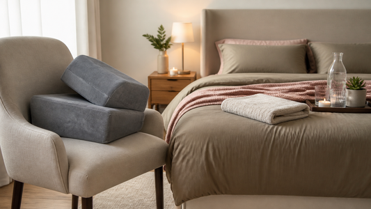 Stable chair, bed and firm support cushions prepared for a comfort-first Apex setup