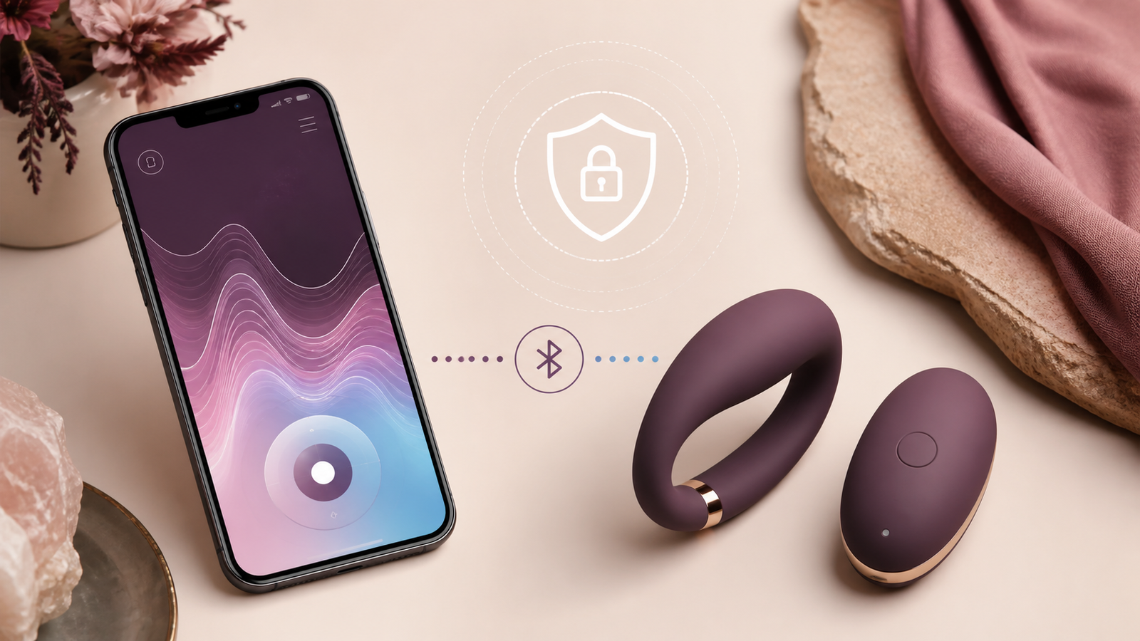 App-controlled wellness devices with privacy and connection concepts