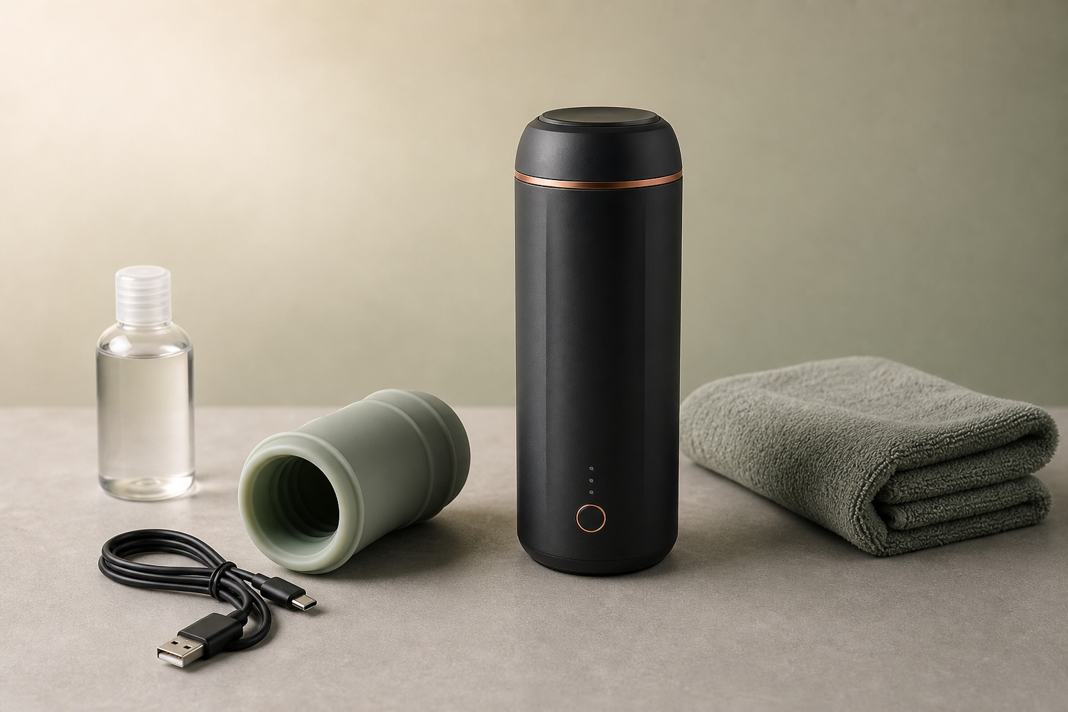 Automatic stroker with removable sleeve, charger, lubricant and cleaning towel