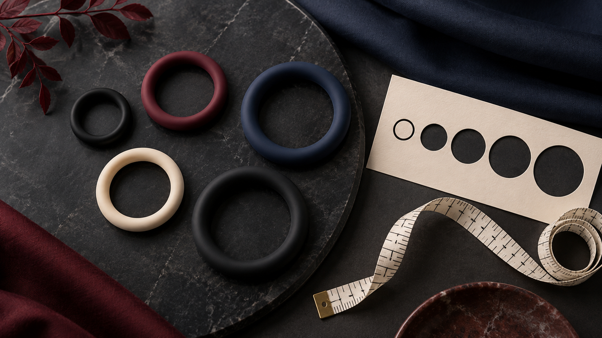Flexible ring sizes with measuring tools; illustrative, not a specific SKU