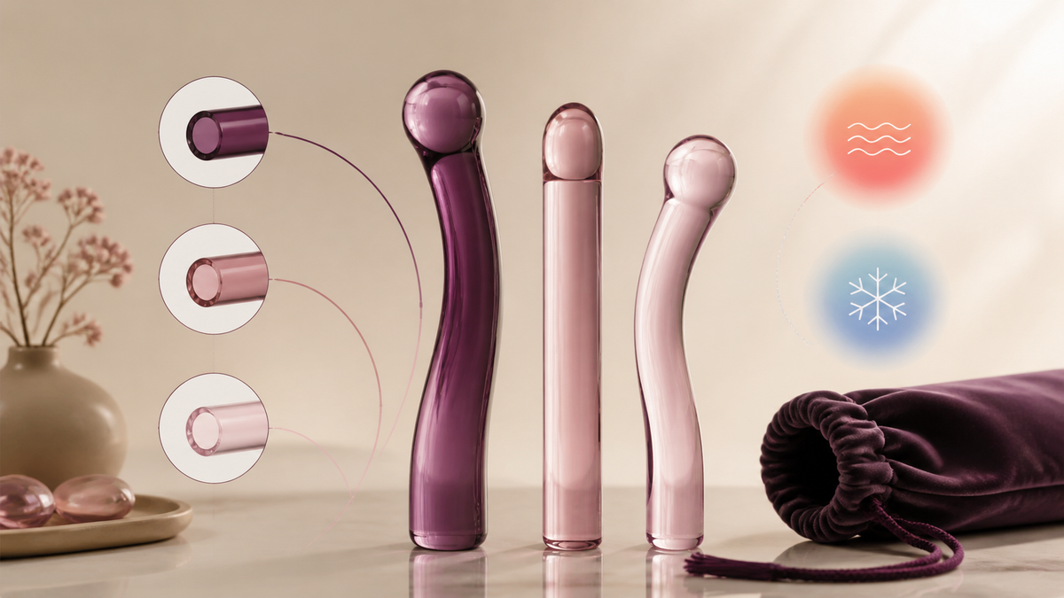 Glass wellness device shape, thickness and temperature care guide