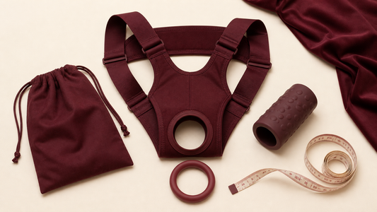 Hollow strap-on harness sleeve and measuring tape