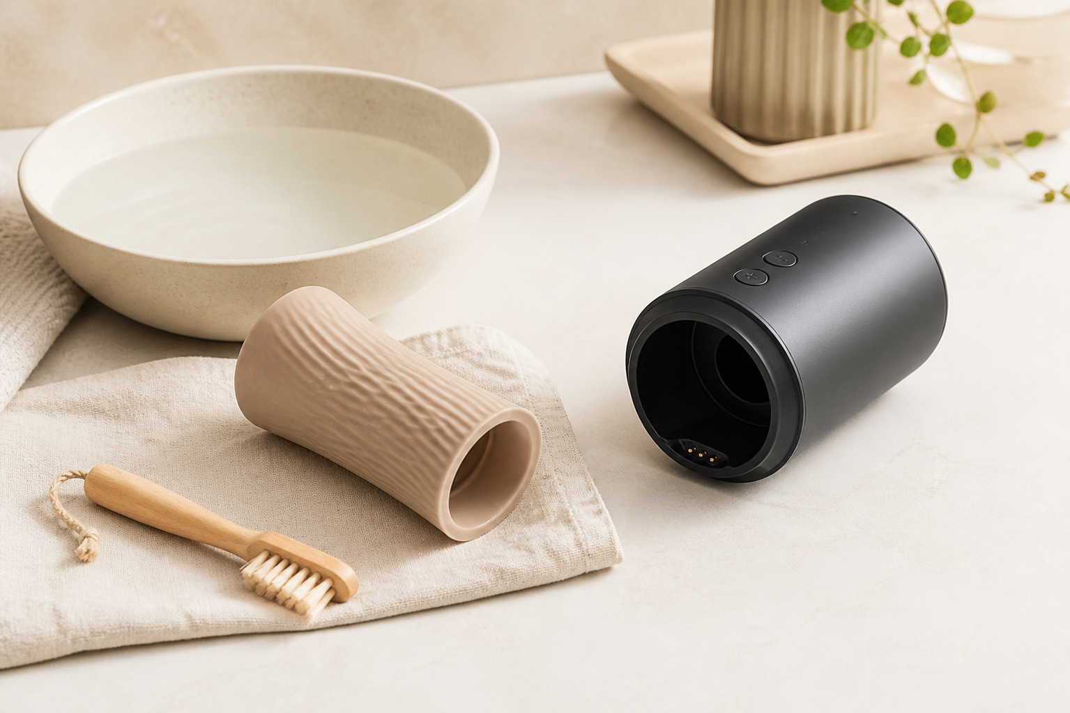 Removable soft sleeve separated from an automatic stroker housing for careful cleaning