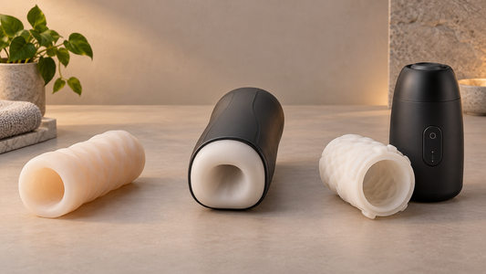 Three masturbation sleeve formats compared by shape, grip and cleaning access