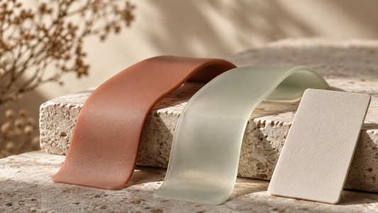Illustrative polymer ribbons showing different surface finishes