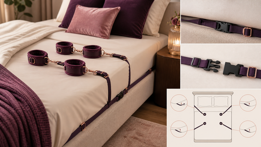 Under-bed strap routing, padded cuffs and quick-release setup