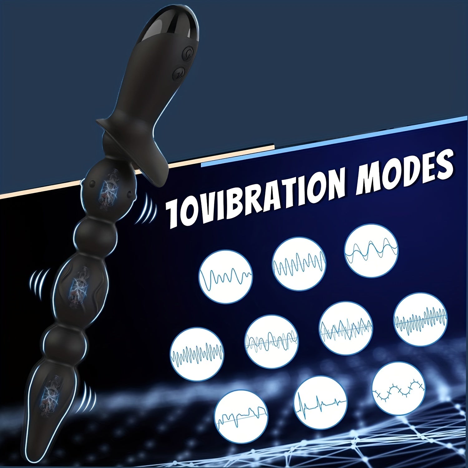 10 Vibrating Modes Rechargeable  Anal Beads Medical Silicone Anal Vibrator