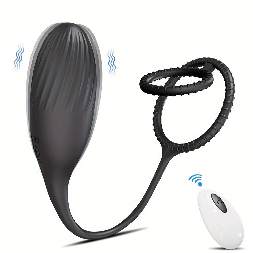 3-in-1 Prostate Massager With Double Penis Rings, 12 Vibration Modes Wireless Remote Control Anal Plug