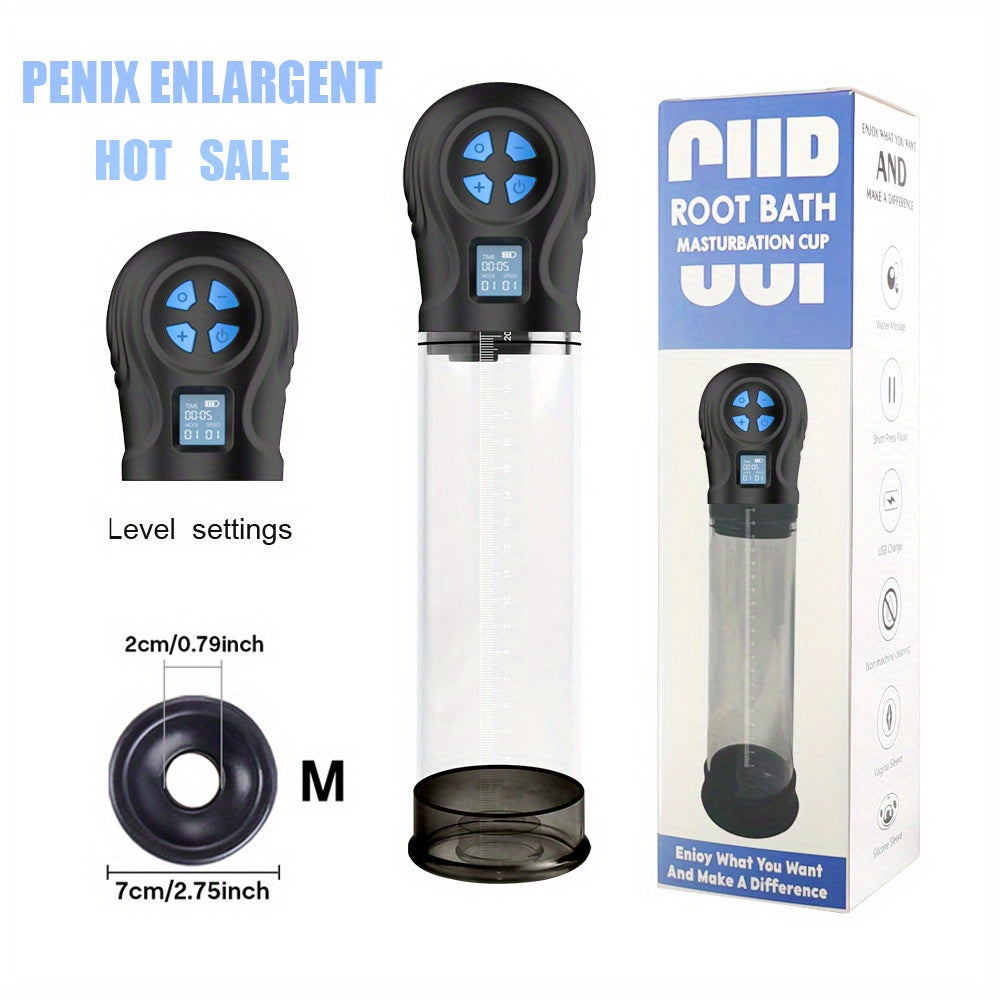 LCD Spa Cup Penis Pump Male Masturbator With 6 Suction Intensities And Suction Modes