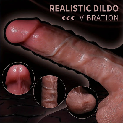 9.1 Inch Realistic Dildo 5 Thrusting & 10 Vibrating Modes & Heating Function G-spot Stimulation Suction Cup Remote Control Sweetstoy