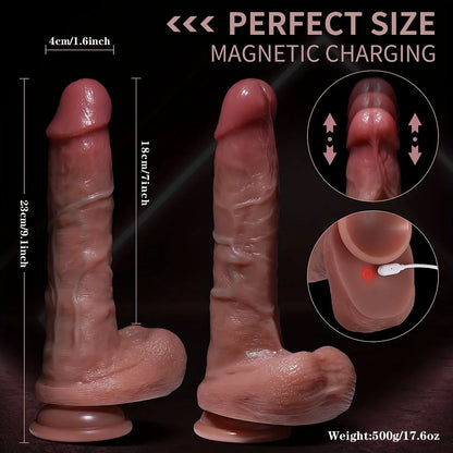 9.1 Inch Realistic Dildo 5 Thrusting & 10 Vibrating Modes & Heating Function G-spot Stimulation Suction Cup Remote Control Sweetstoy