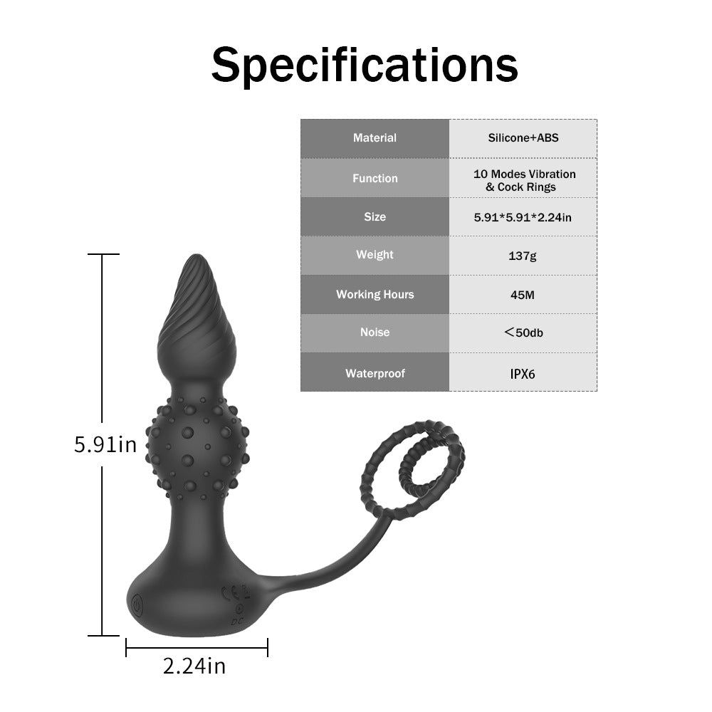 Remote Control Anal Beads – Silicone Vibrating Butt Plug with Thrusting Motion