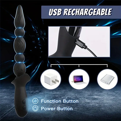 10 Vibrating Modes Rechargeable  Anal Beads Medical Silicone Anal Vibrator Sweetstoy