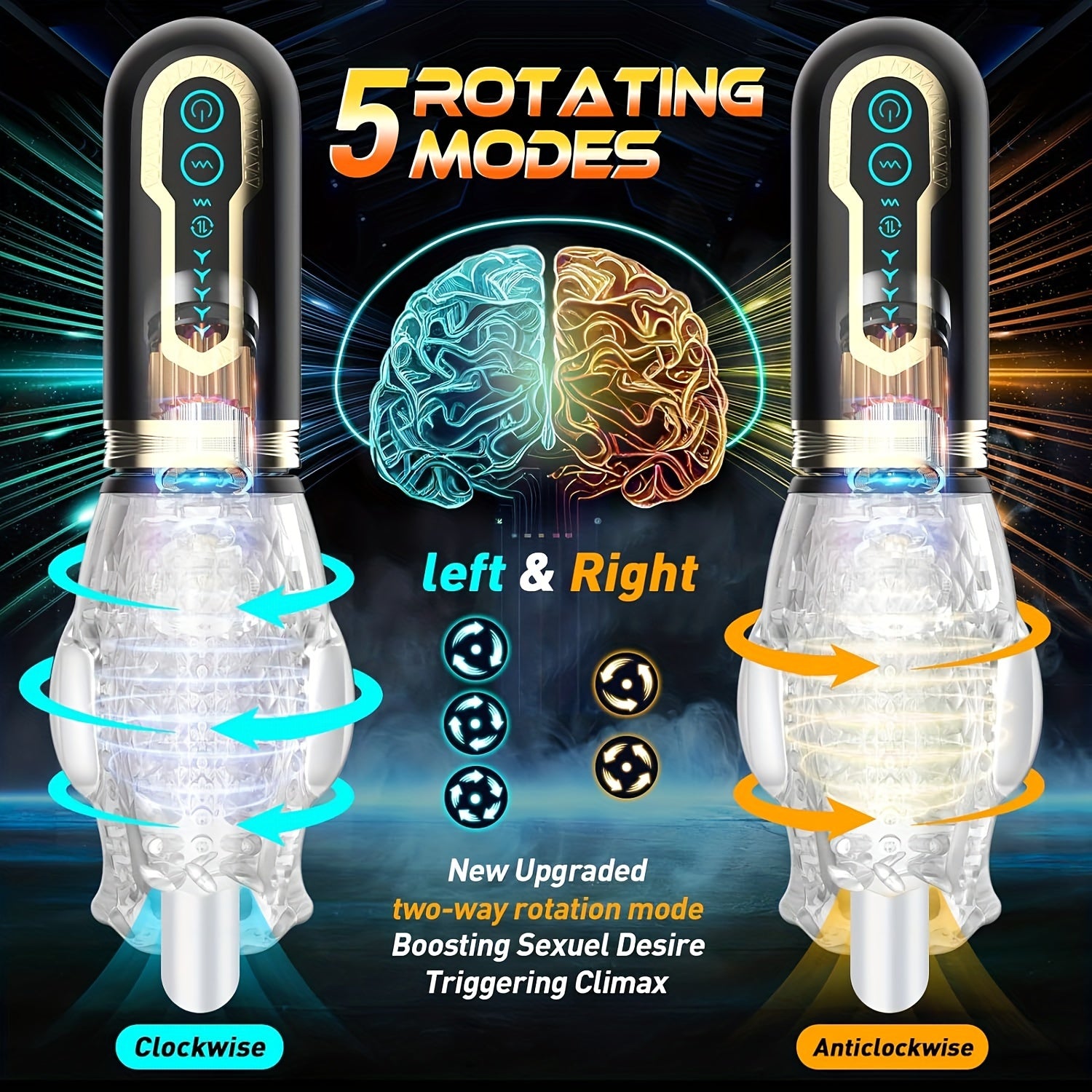 Automatic Male Masturbation Cup 5 Rotating & 7 Vibrating Modes