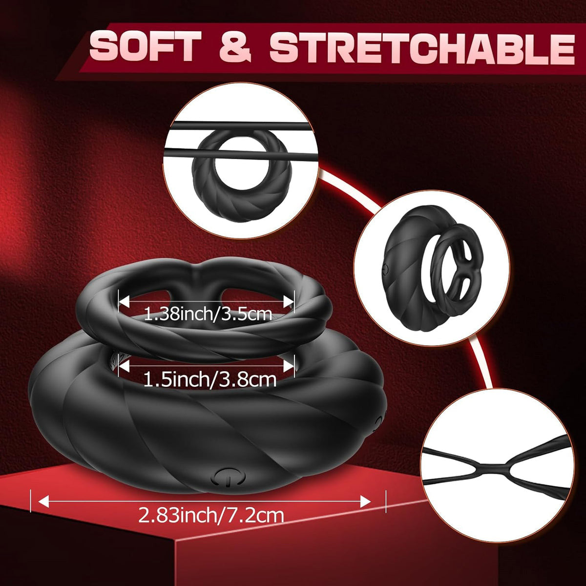 Pro-Stamina Vibrating Penis Ring – Dual Motor, 10 Modes & IPX7 Waterproof