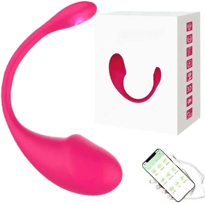 Pink app-controlled love egg with product box and phone interface