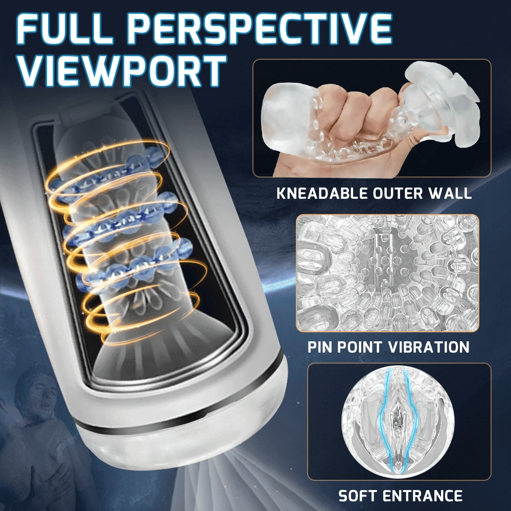 Transparent Thrusting & Sucking Male Masturbation Cup with Powerful Motor