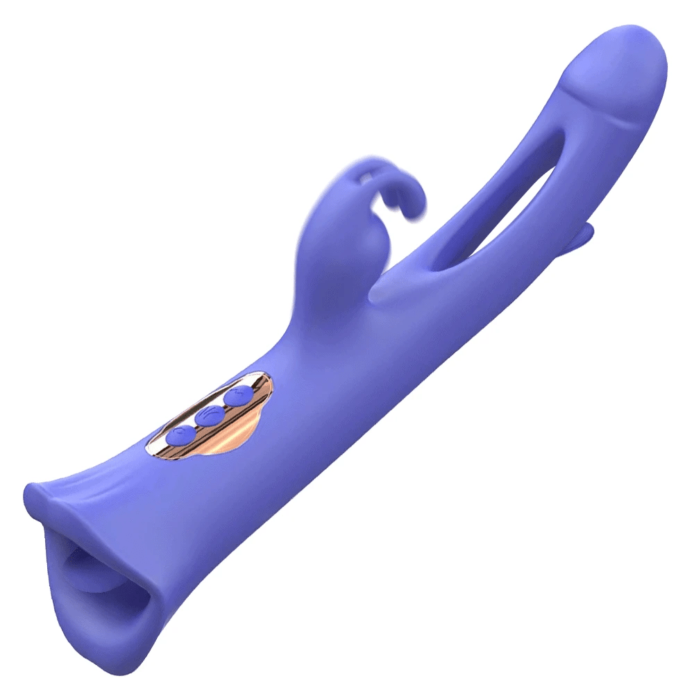 Clit Nipple Anal Stimulation Rabbit Licking Vibrating Flapping 4 IN 1 Stimulator Vibrator