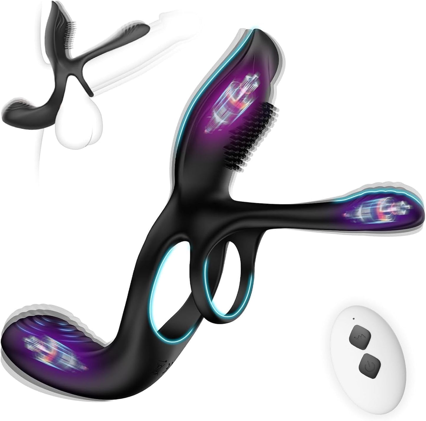 3-in-1 Couples Vibrating Cock Ring – 10 Modes Remote Control