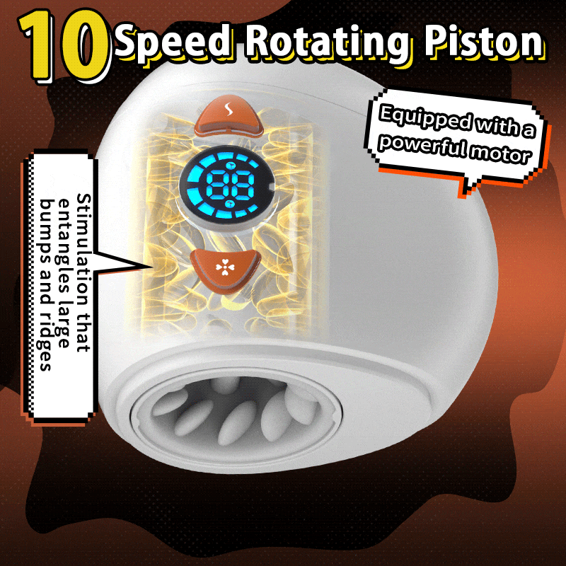 Front view of white stroker with textured rotating sleeve and digital controls