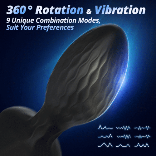 Remote & LED Anal Plug: 360° Rotation & 9 Vibration